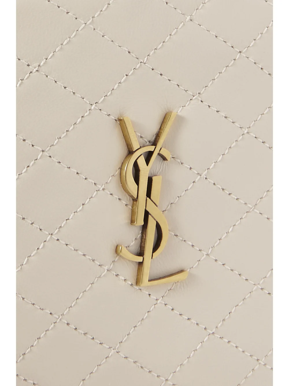 Close-up detail of the Saint Laurent Gaby Medium Quilted Leather Shoulder Bag