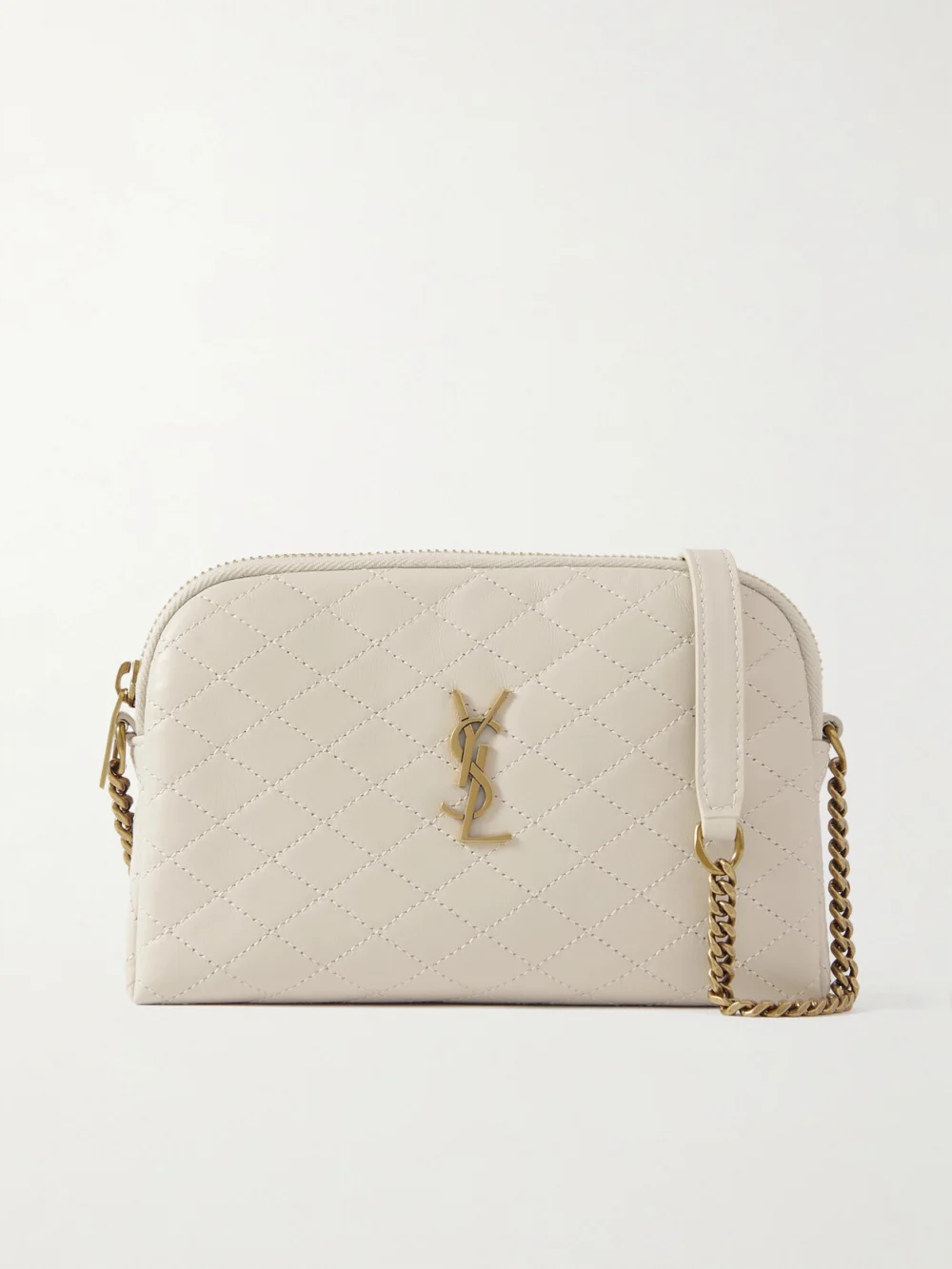 Saint Laurent Gaby Medium Quilted Leather Shoulder Bag in cream