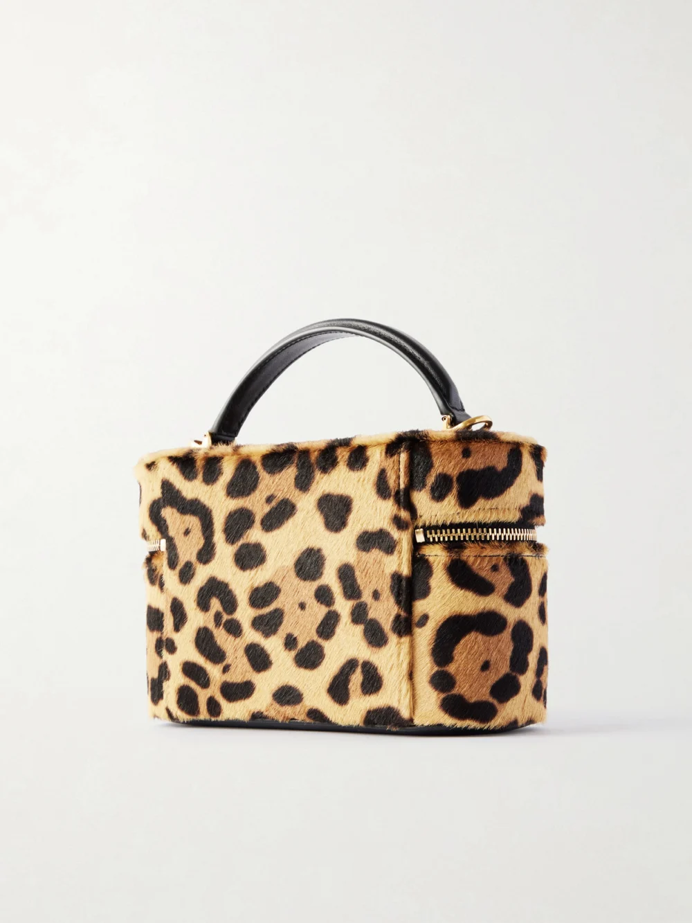 Back view of the Saint Laurent Gaby Vanity Leather-trimmed Leopard-print Calf Hair Shoulder Bag