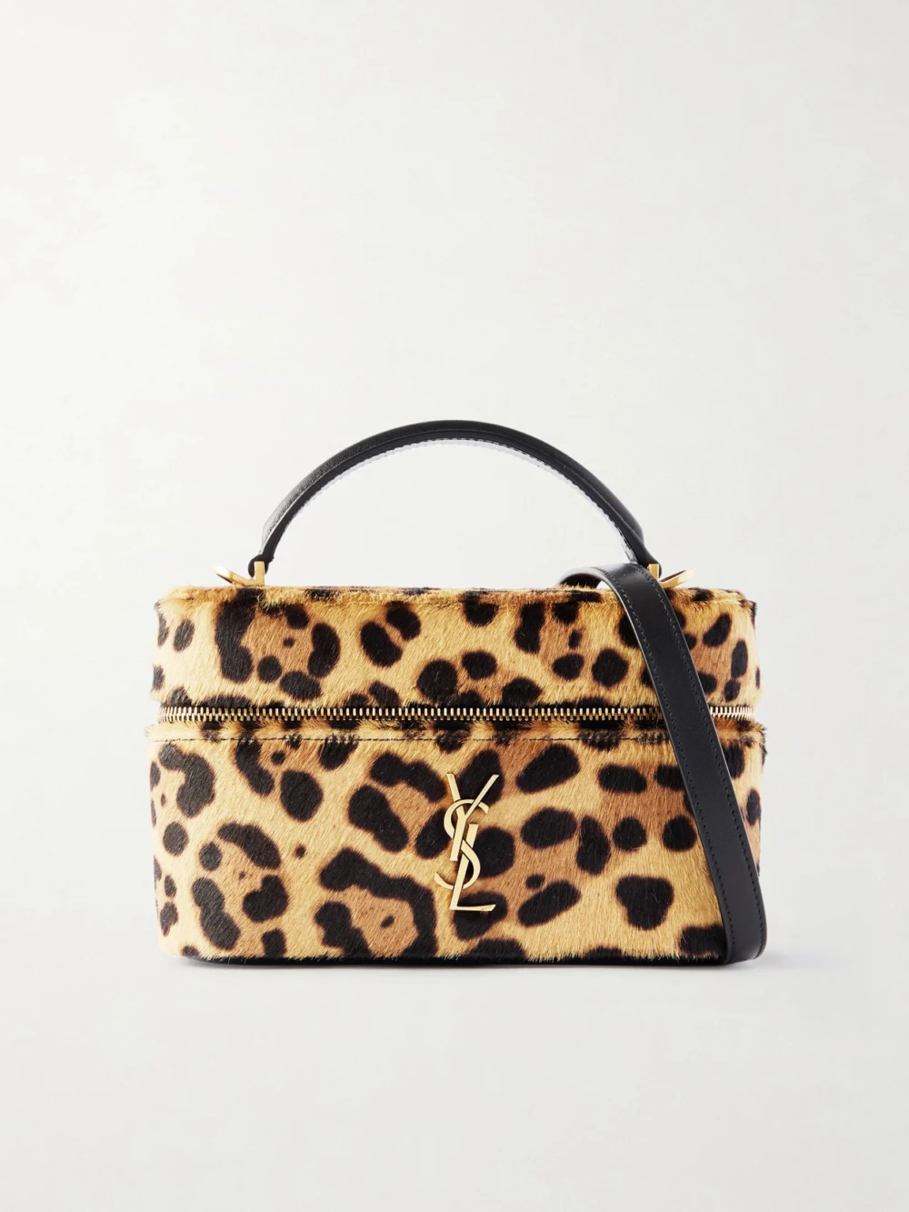 Saint Laurent Gaby Vanity Leather-trimmed Leopard-print Calf Hair Shoulder Bag in leopard print