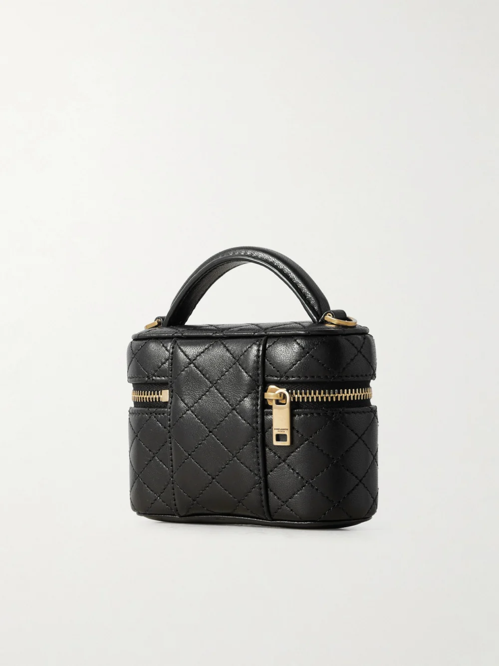 Back view of the Saint Laurent Gaby Vanity Micro Quilted Leather Shoulder Bag