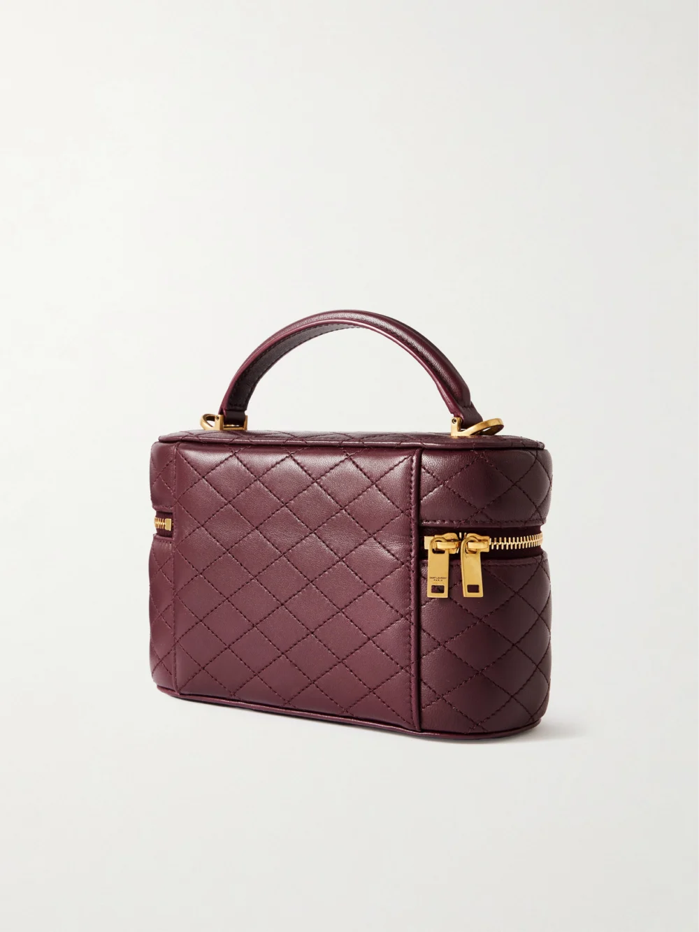 Back view of the Saint Laurent Gaby Vanity Mini Quilted Leather Top-handle Bag