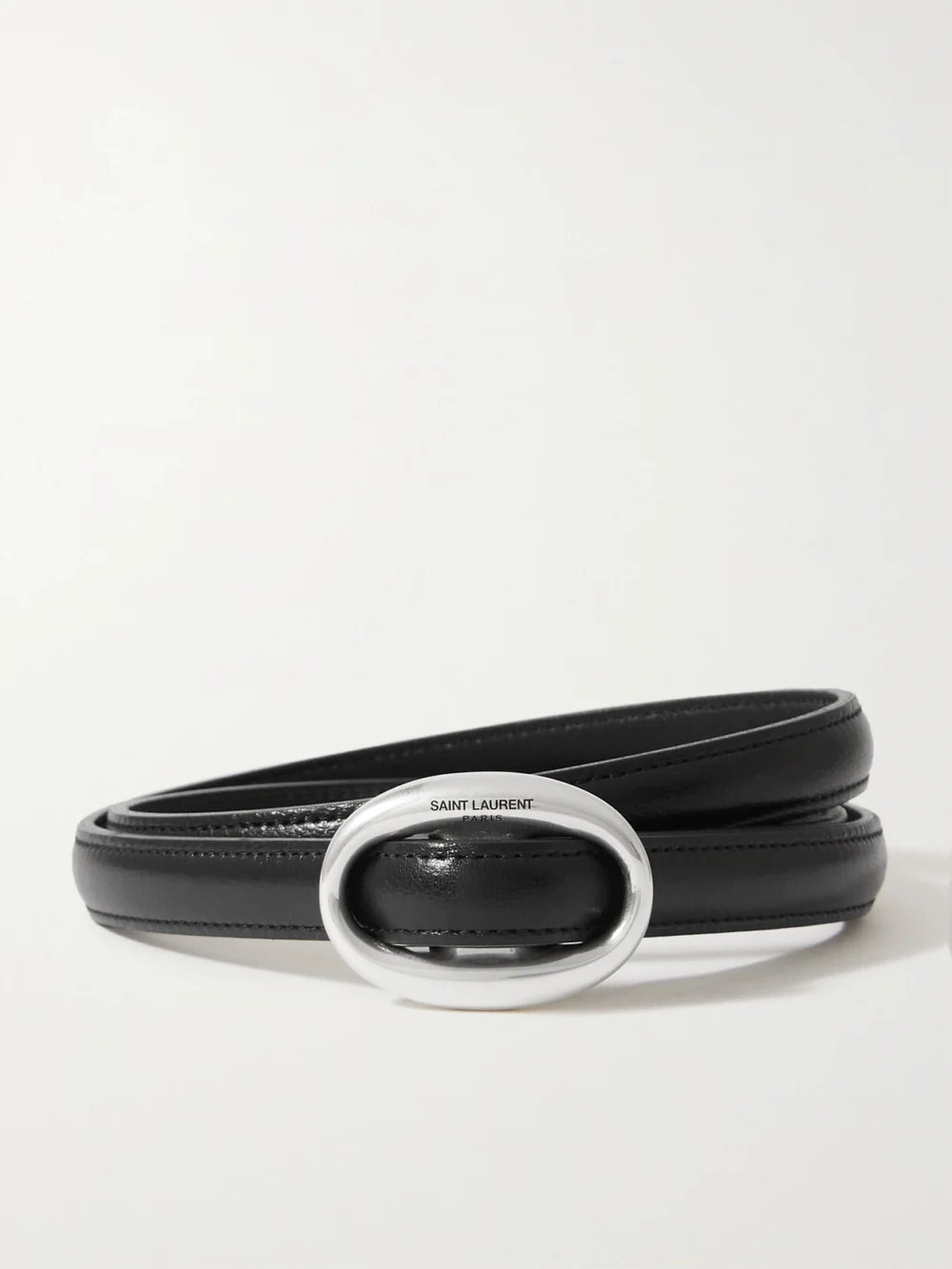 Saint Laurent Glossed-leather Belt in black