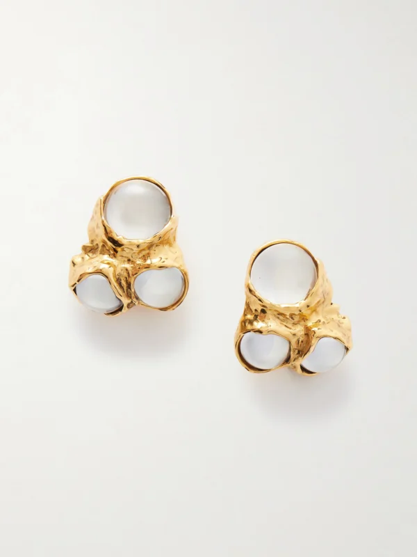 Saint Laurent Gold-tone and Resin Clip Earrings