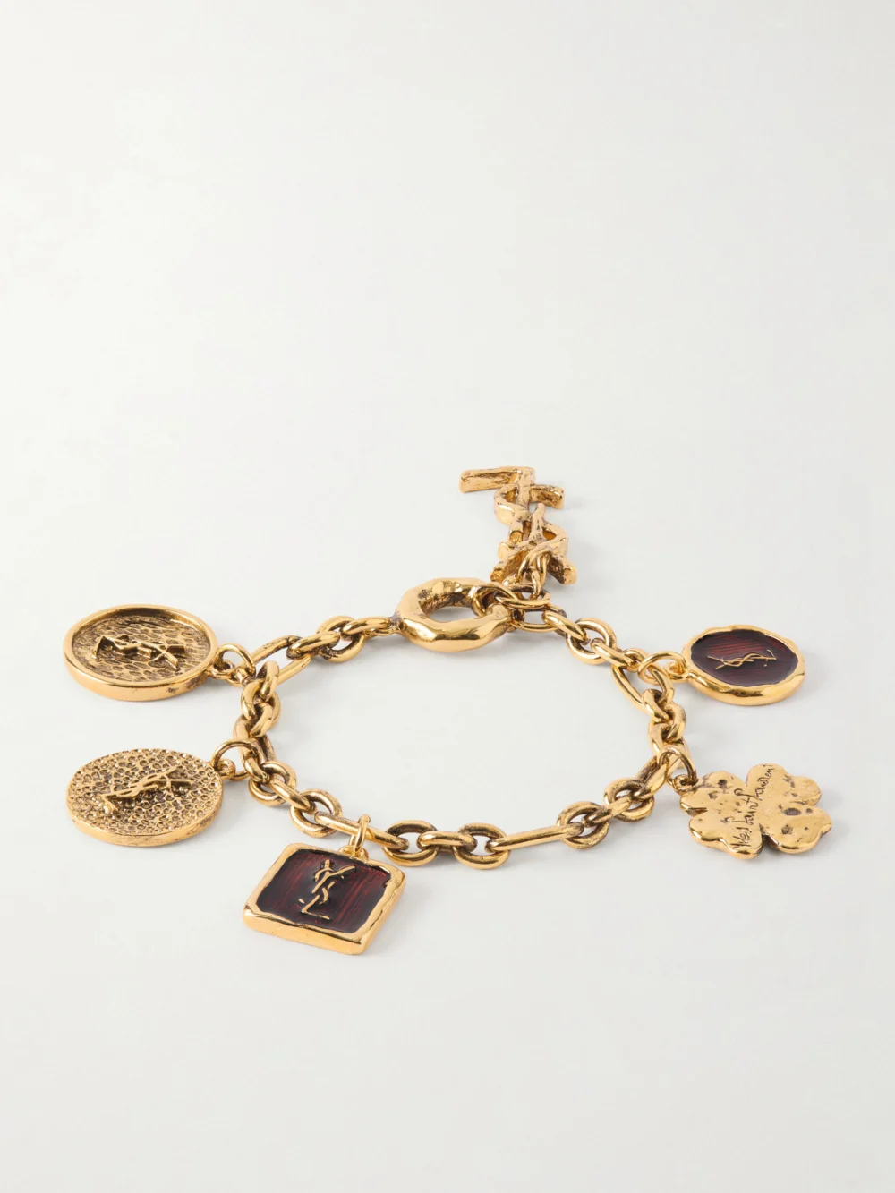 Saint Laurent Gold-tone Enamel Bracelet in m