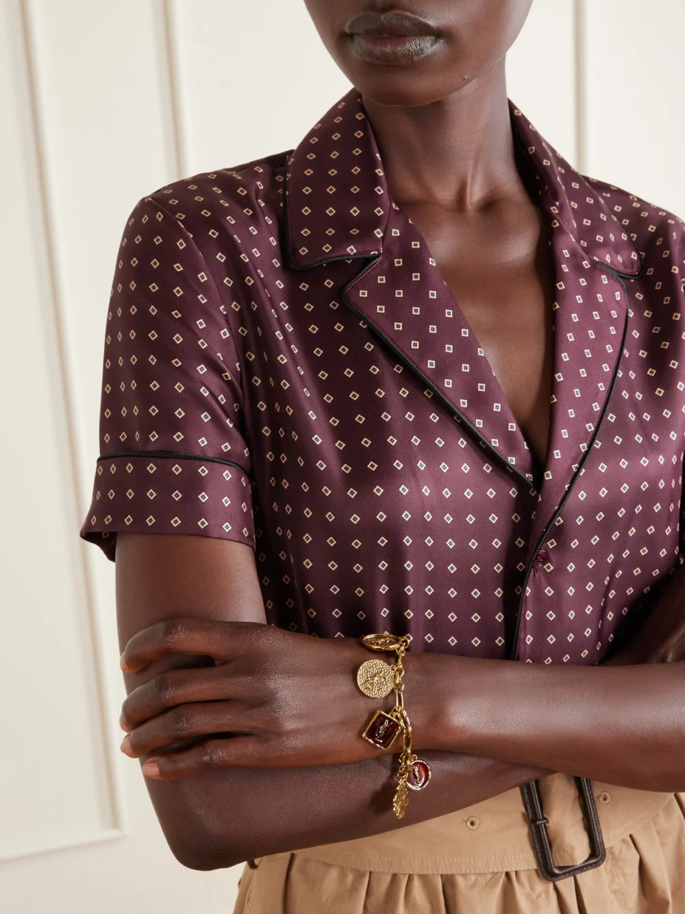 Saint Laurent Gold-tone Enamel Bracelet, styled view