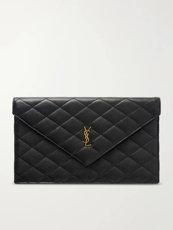 Saint Laurent Grain De Sable Leather Clutch