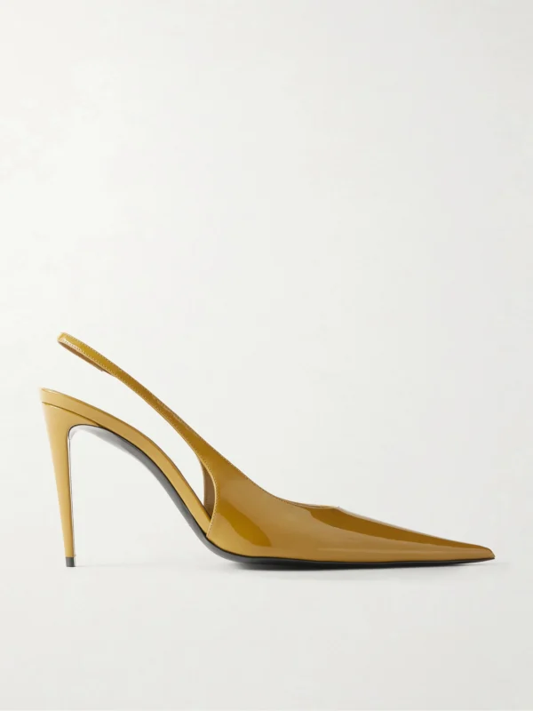 Saint Laurent Guermantes 95 Patent-leather Slingback Pumps