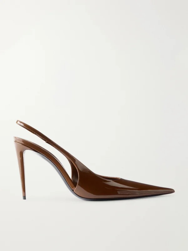Saint Laurent Guermantes Leather Slingback Pumps