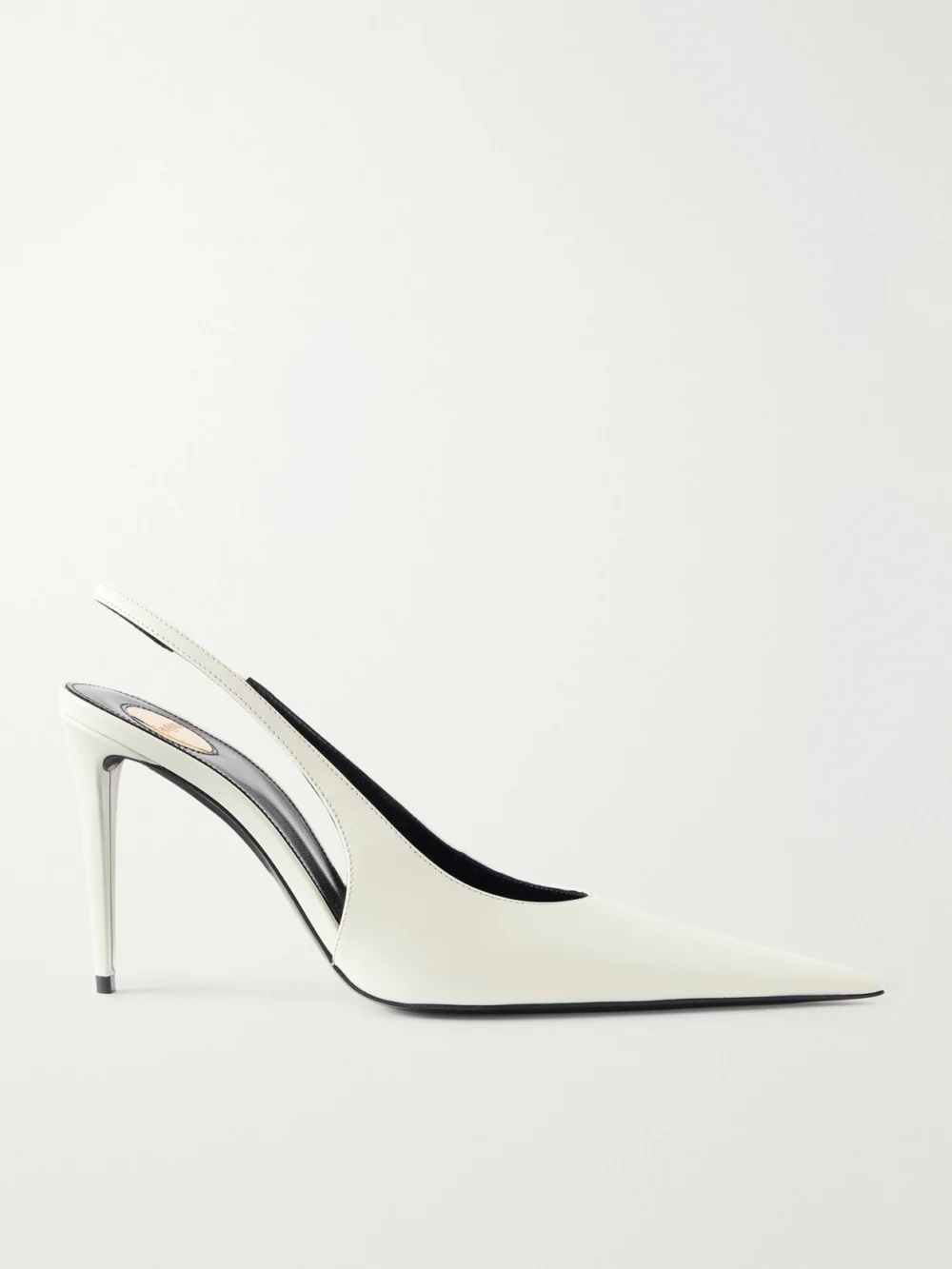 Saint Laurent Guermantes Leather Slingback Pumps in white