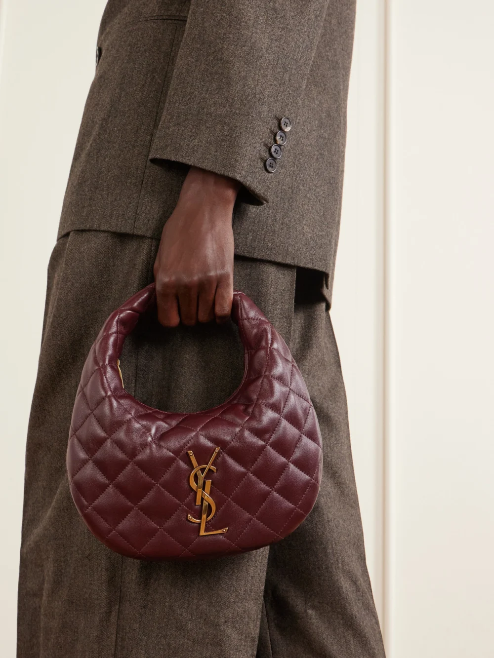 Saint Laurent Icare Matelassé Leather Tote, styled view