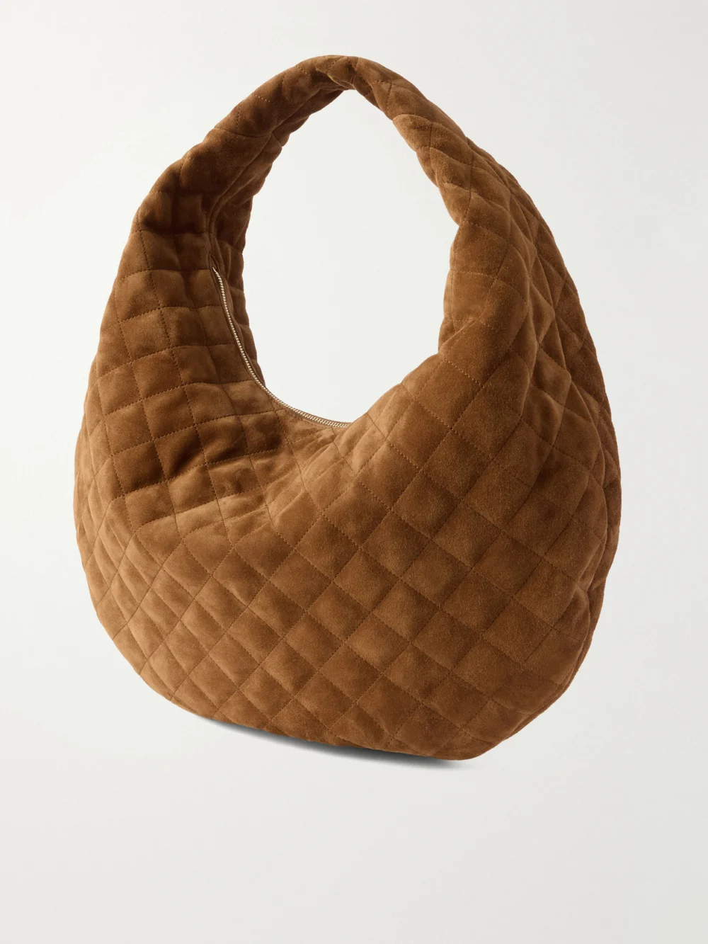 Back view of the Saint Laurent Icare Matelassé Suede Shoulder Bag