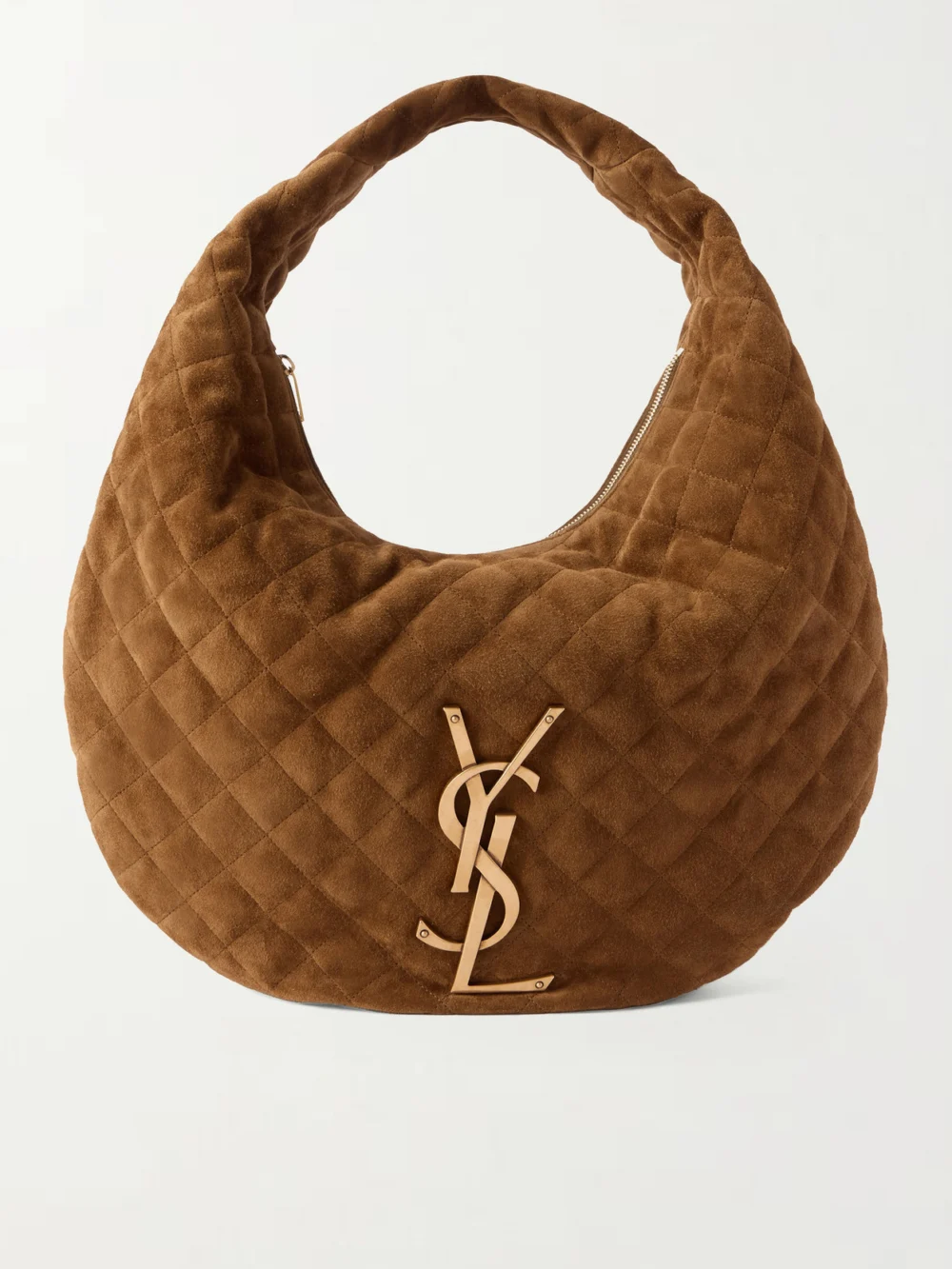 Saint Laurent Icare Matelassé Suede Shoulder Bag in brown