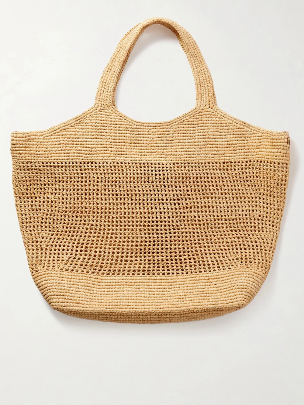 Back view of the Saint Laurent Icare Maxi Leather-trimmed Raffia Tote