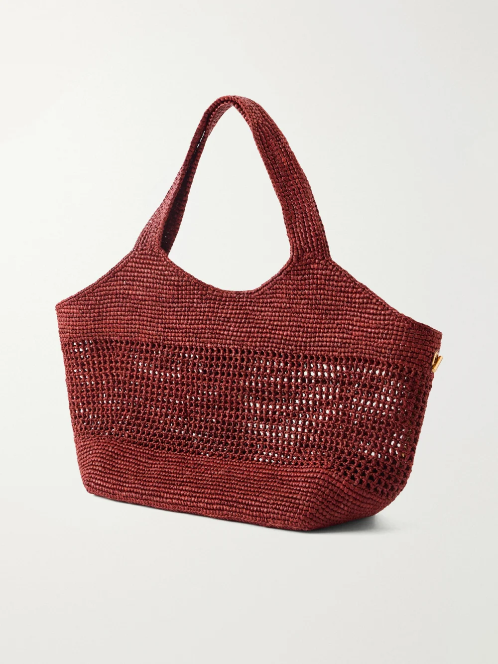 Back view of the Saint Laurent Icare Maxi Leather-trimmed Raffia Tote