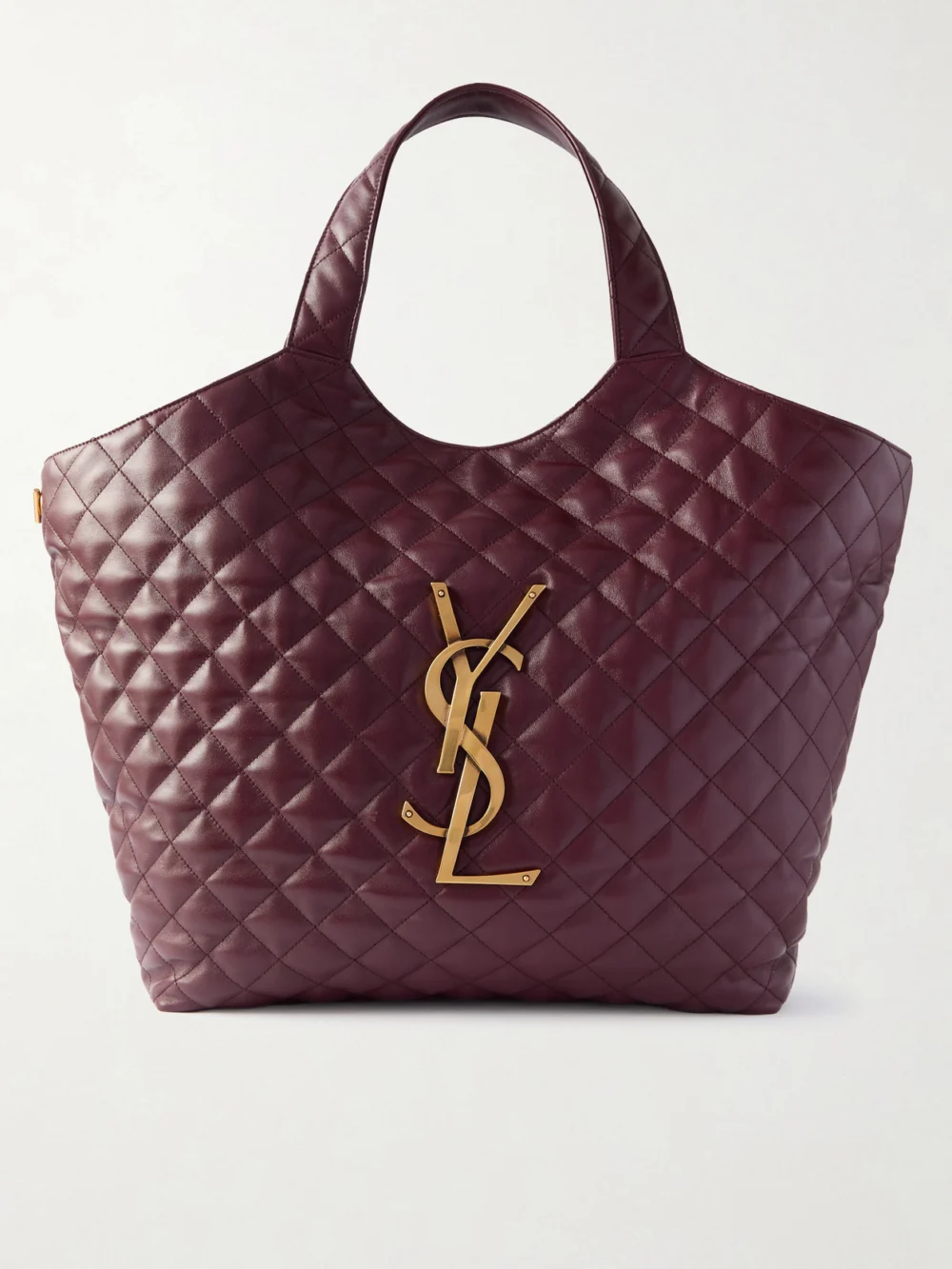 Saint Laurent Icare Maxi Matelassé Leather Tote in burgundy