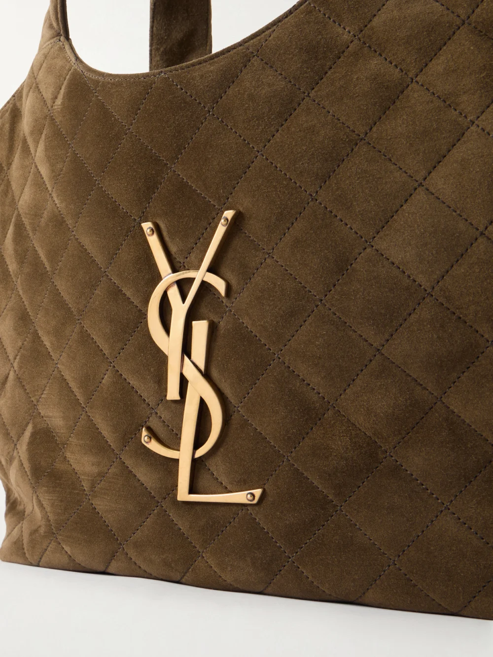 Close-up detail of the Saint Laurent Icare Medium Matelassé Leather Tote