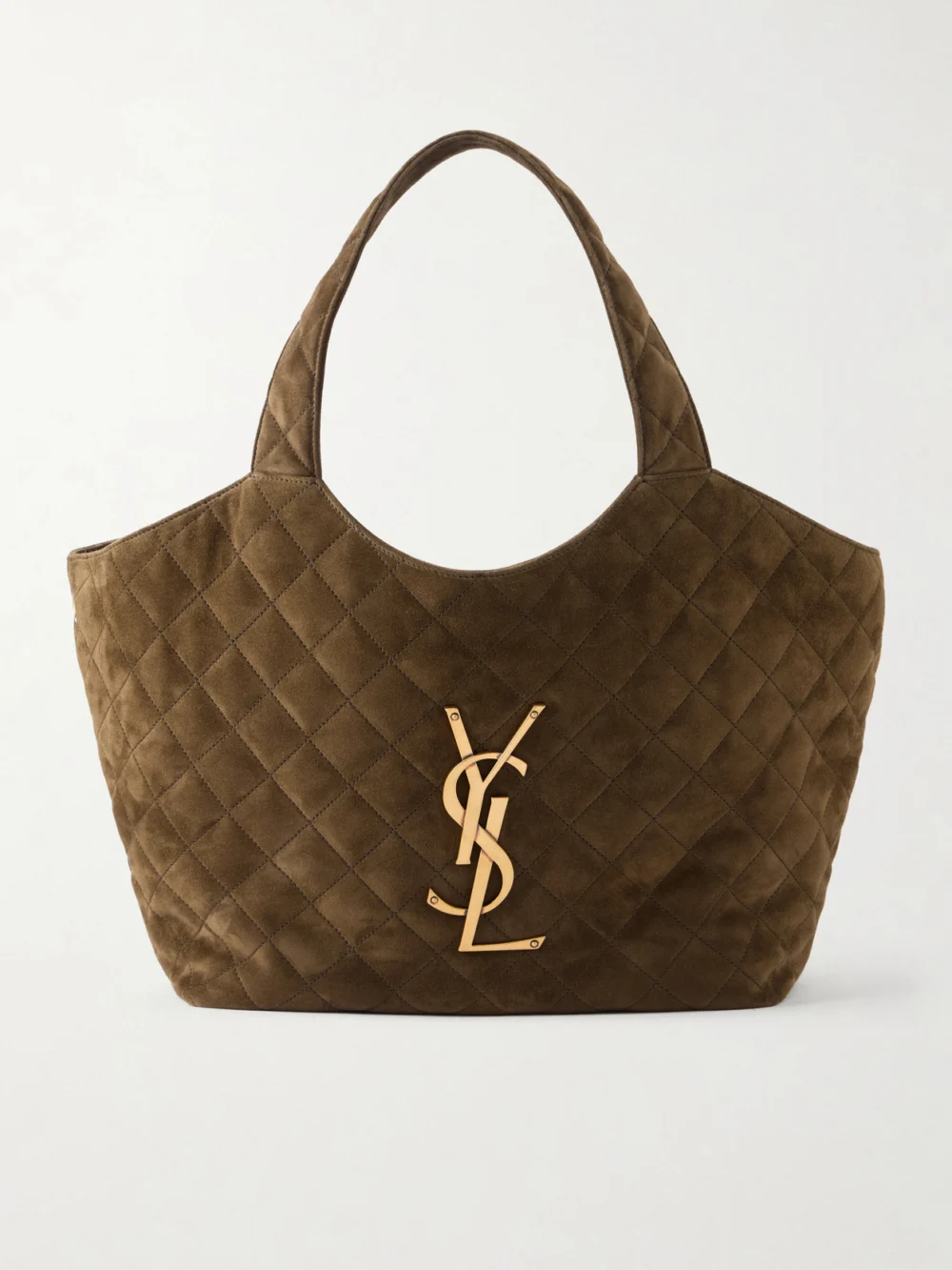 Saint Laurent Icare Medium Matelassé Leather Tote in army green