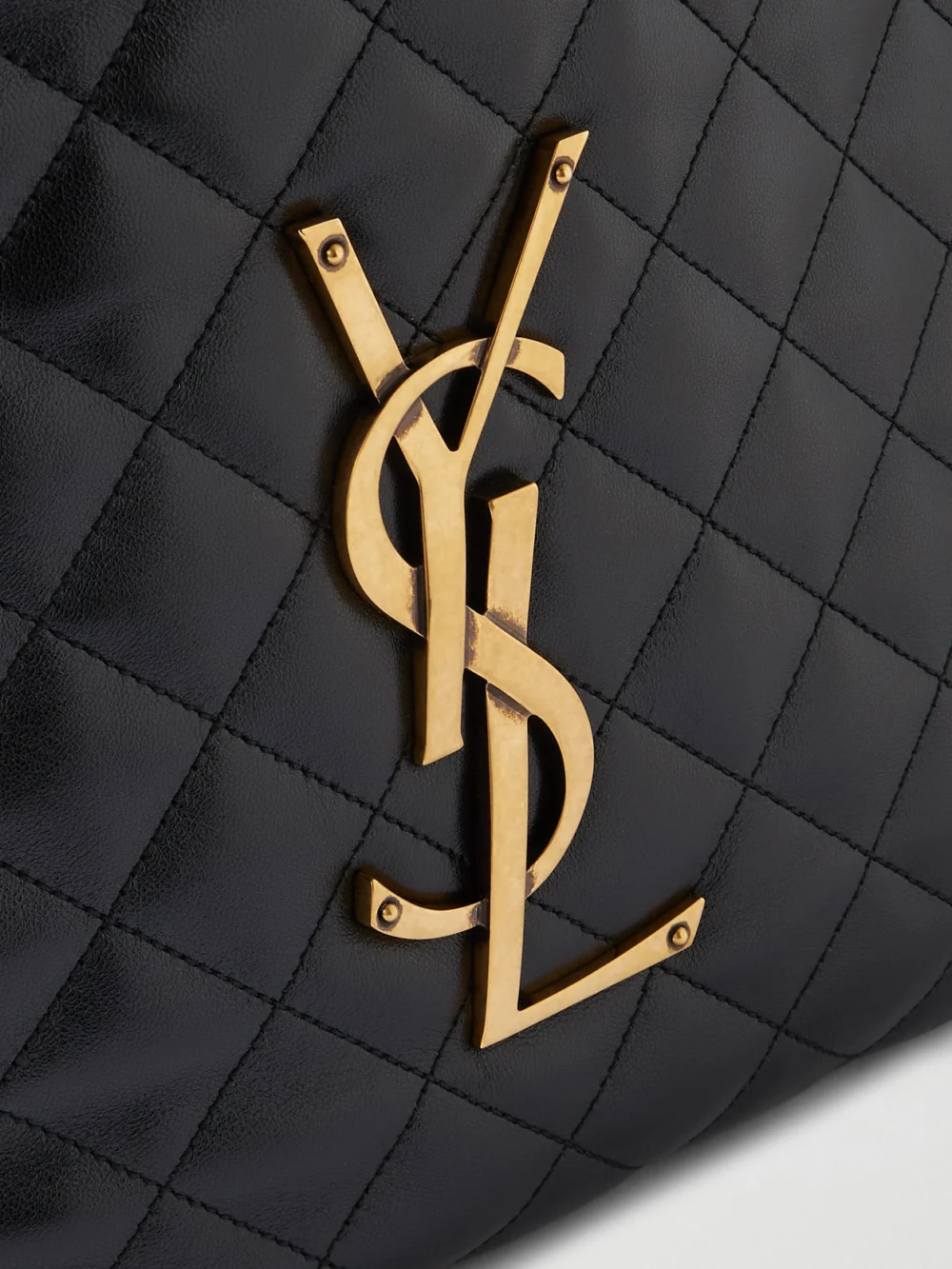 Close-up detail of the Saint Laurent Icare Medium Matelassé Leather Tote