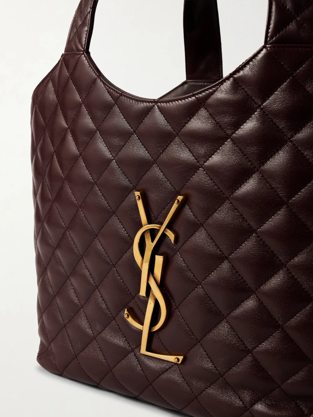 Close-up detail of the Saint Laurent Icare Medium Matelassé Leather Tote