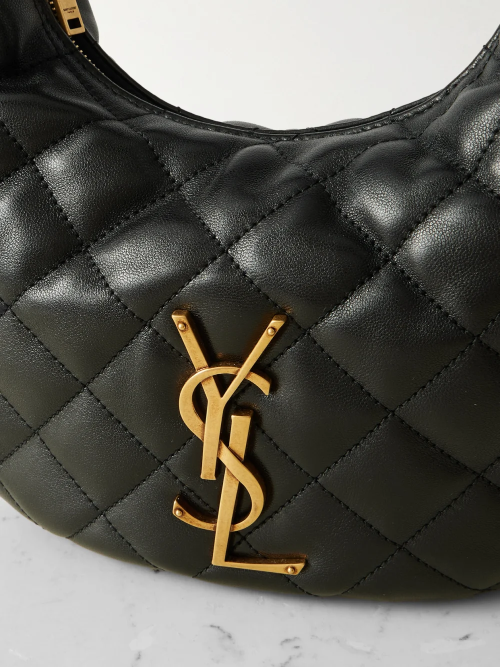 Close-up detail of the Saint Laurent Icarino Matelassé Leather Tote