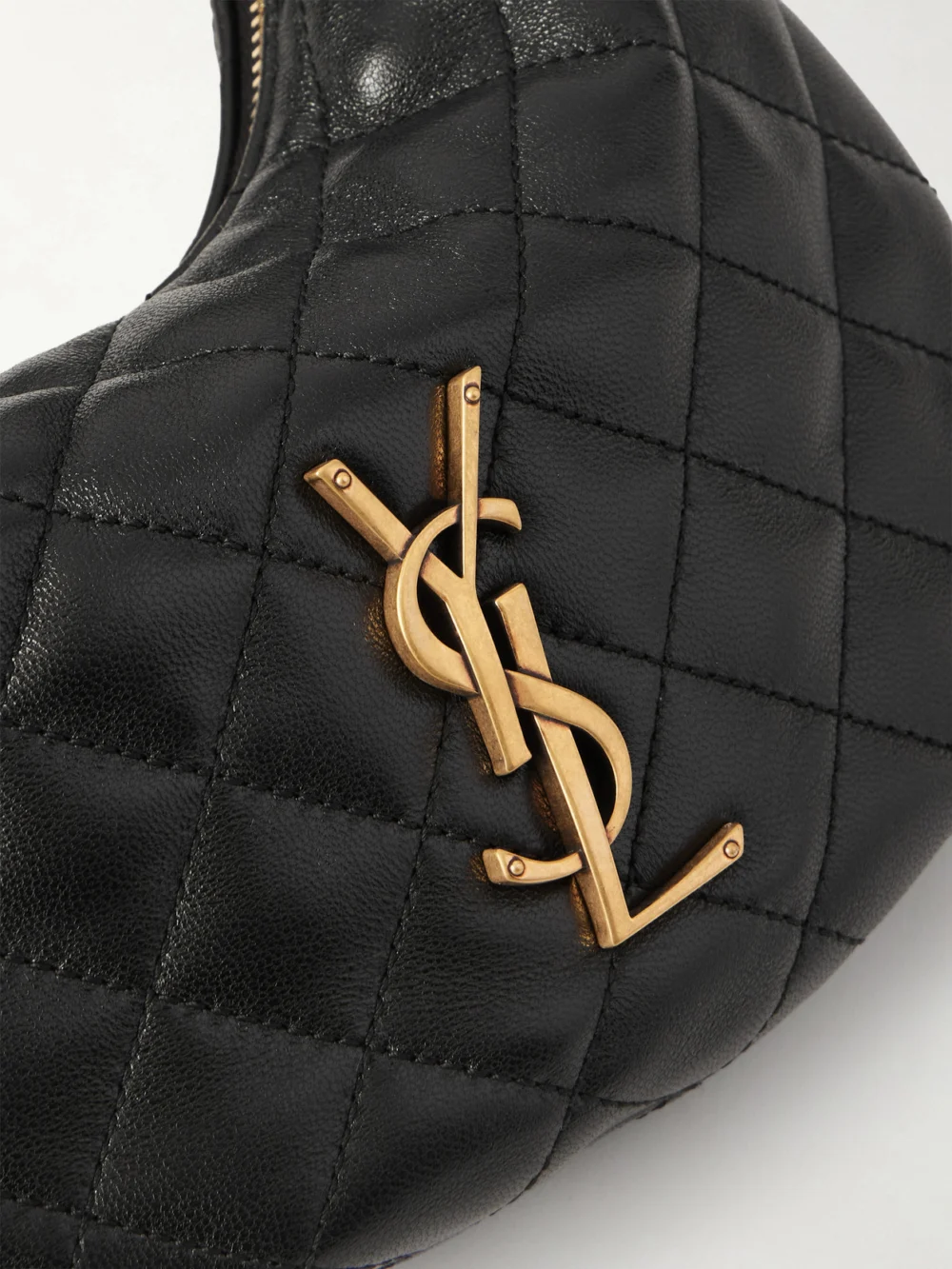 Close-up detail of the Saint Laurent Icarino Mini Matelassé Leather Top-handle Bag