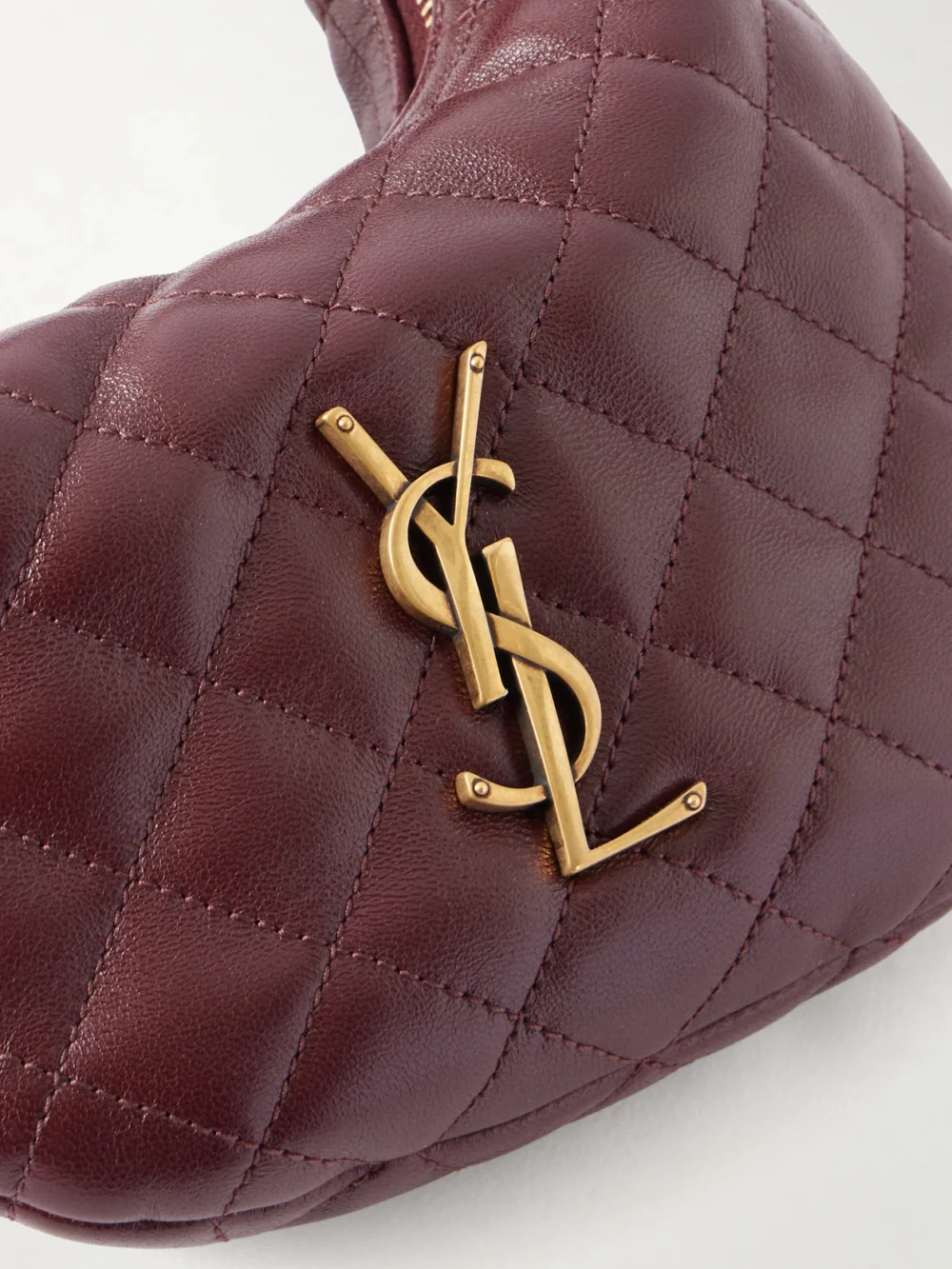 Close-up detail of the Saint Laurent Icarino Mini Matelassé Leather Top-handle Bag