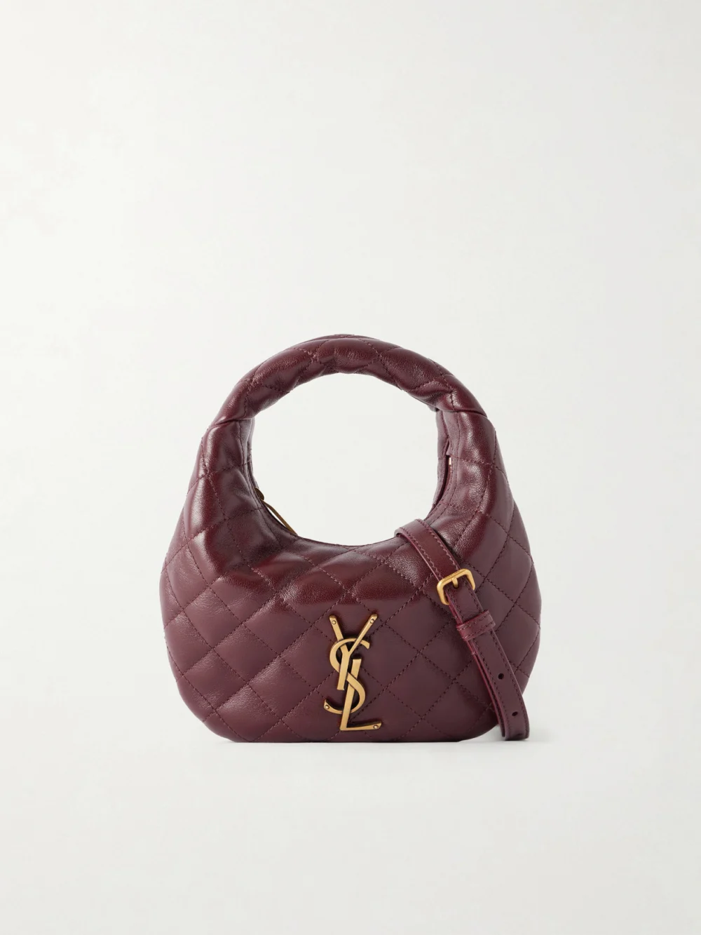 Saint Laurent Icarino Mini Matelassé Leather Top-handle Bag in burgundy