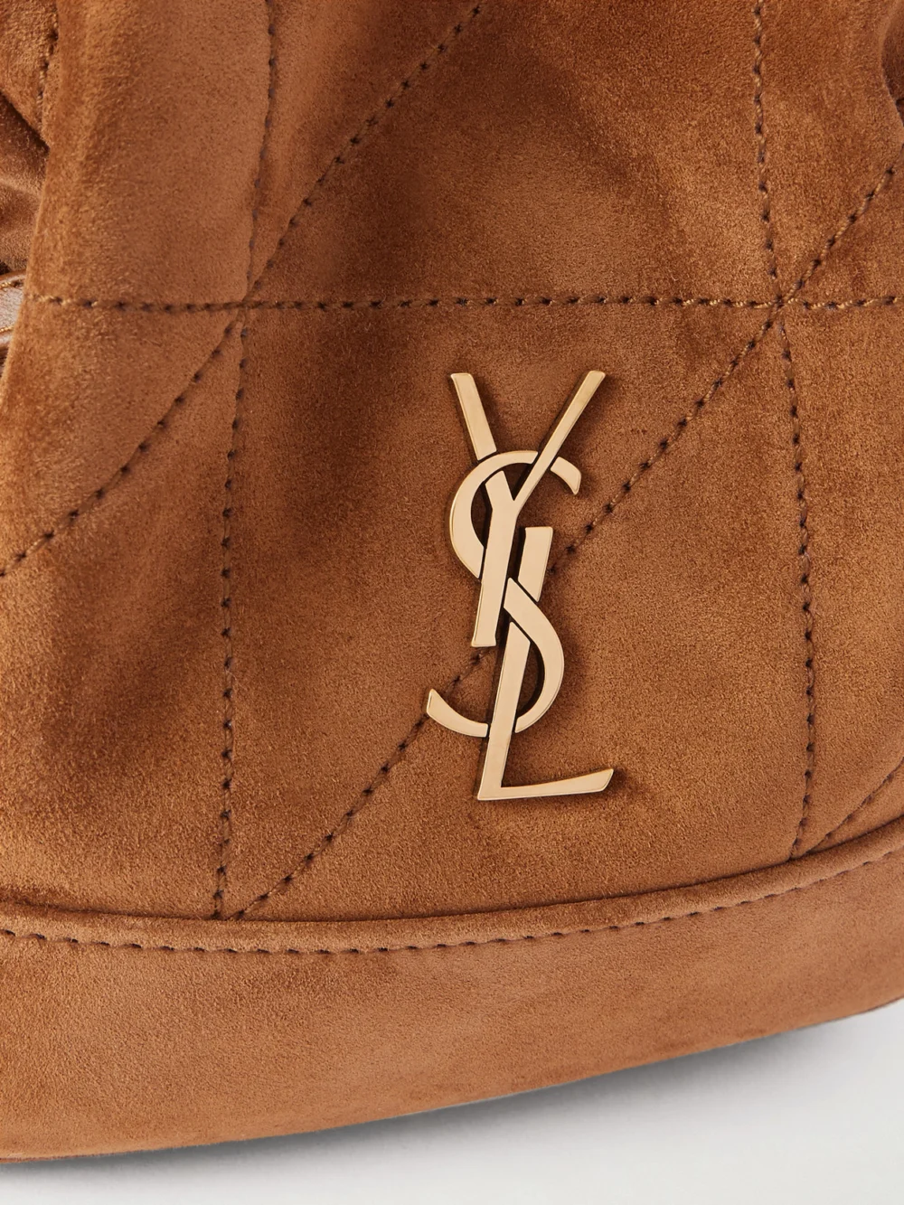 Close-up detail of the Saint Laurent Jamie Mini Suede Shoulder Bag