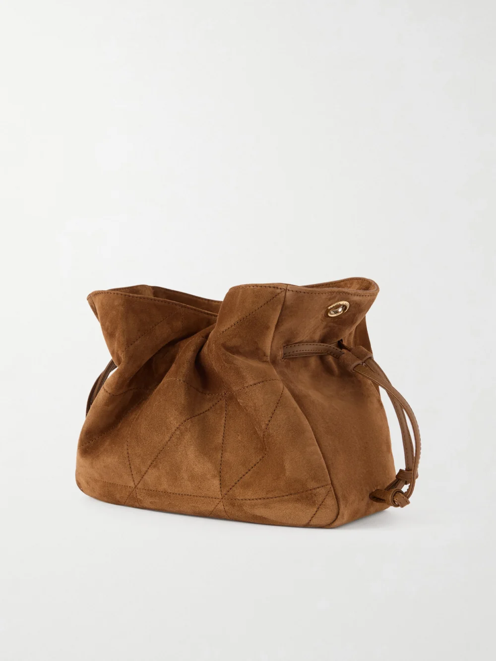 Back view of the Saint Laurent Jamie Quilted Suede Shoulder Bag