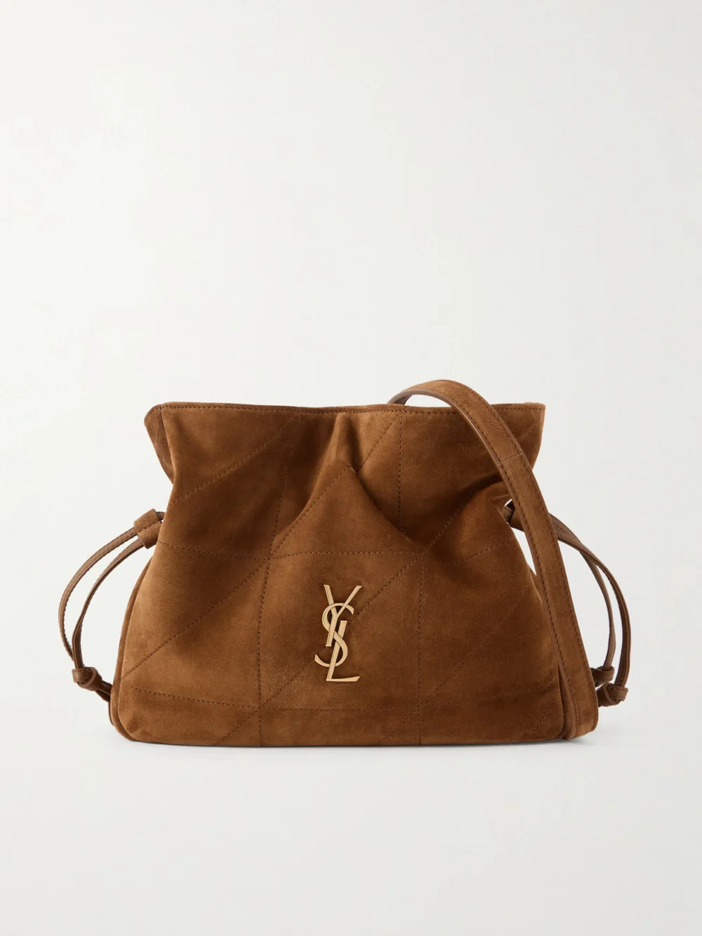 Saint Laurent Jamie Quilted Suede Shoulder Bag in brown