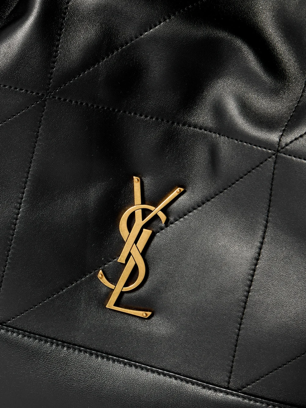 Close-up detail of the Saint Laurent Jamie Shopping Quilted Leather Shoulder Bag