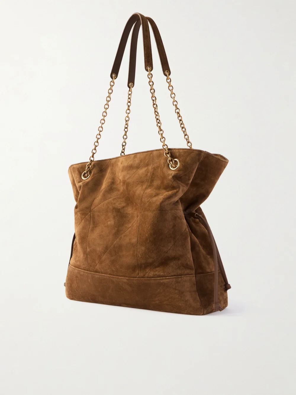 Back view of the Saint Laurent Jamie Shopping Quilted Suede Shoulder Bag