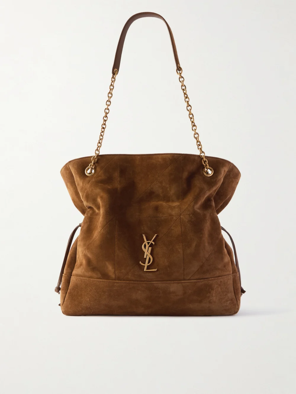 Saint Laurent Jamie Shopping Quilted Suede Shoulder Bag in brown