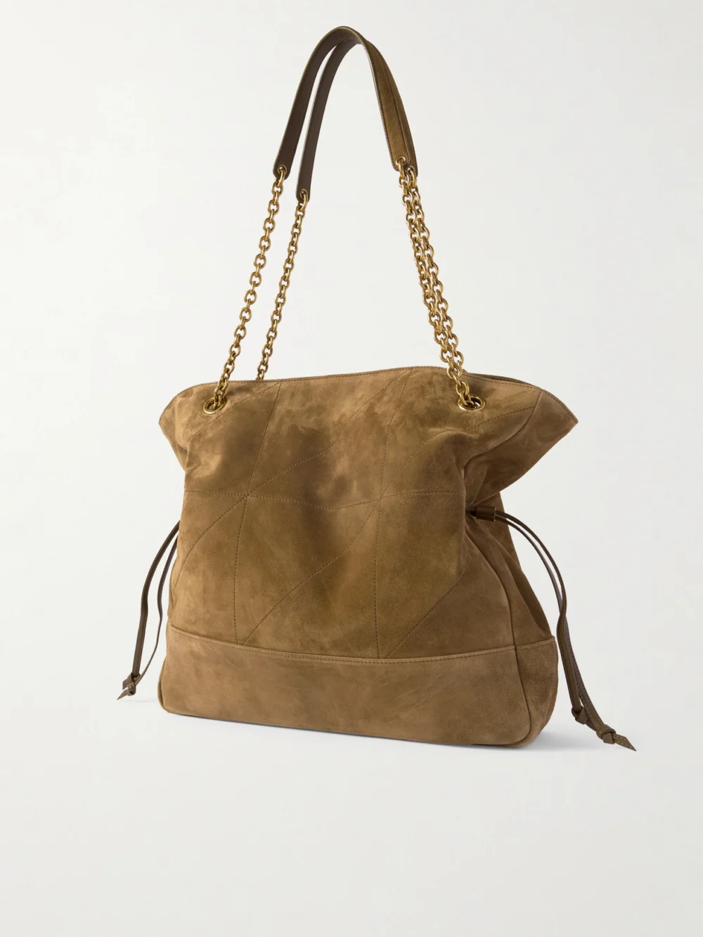 Back view of the Saint Laurent Jamie Shopping Quilted Suede Shoulder Bag