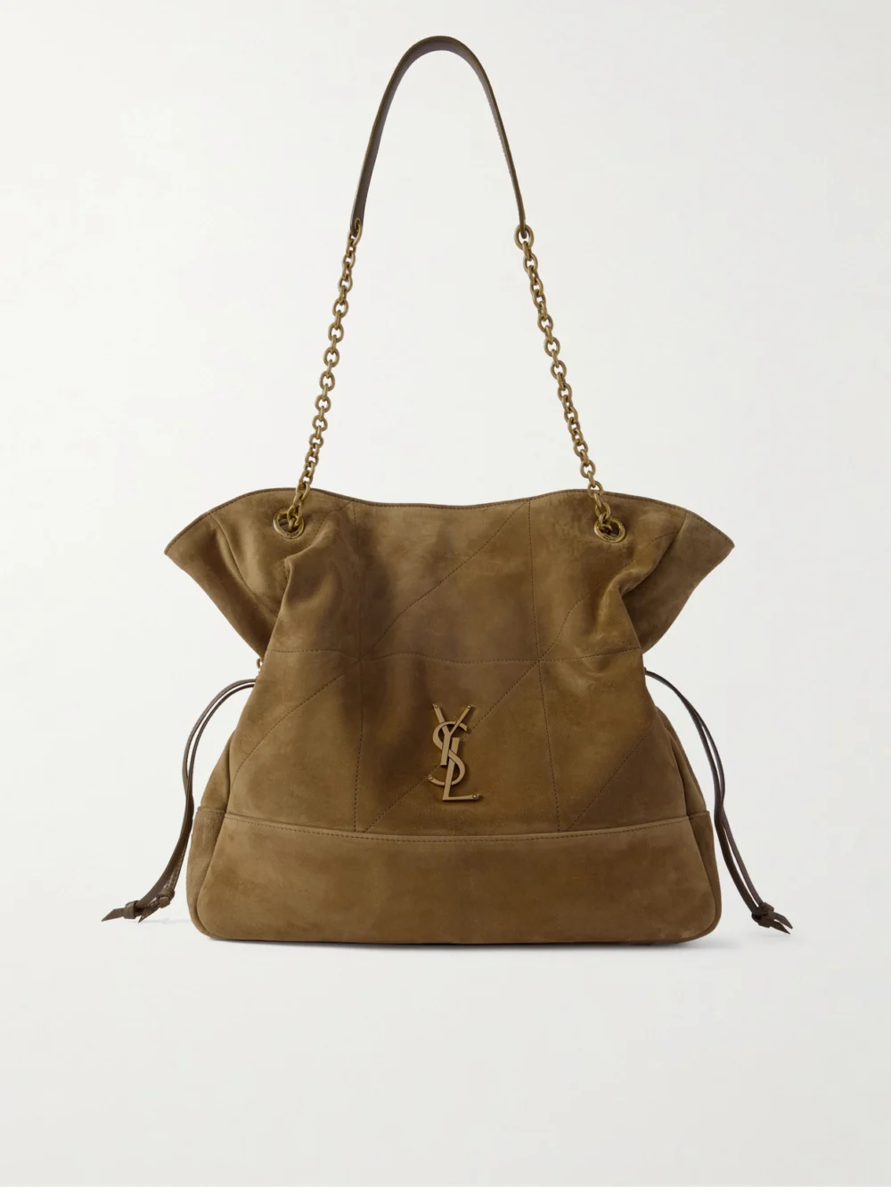 Saint Laurent Jamie Shopping Quilted Suede Shoulder Bag in leaf green