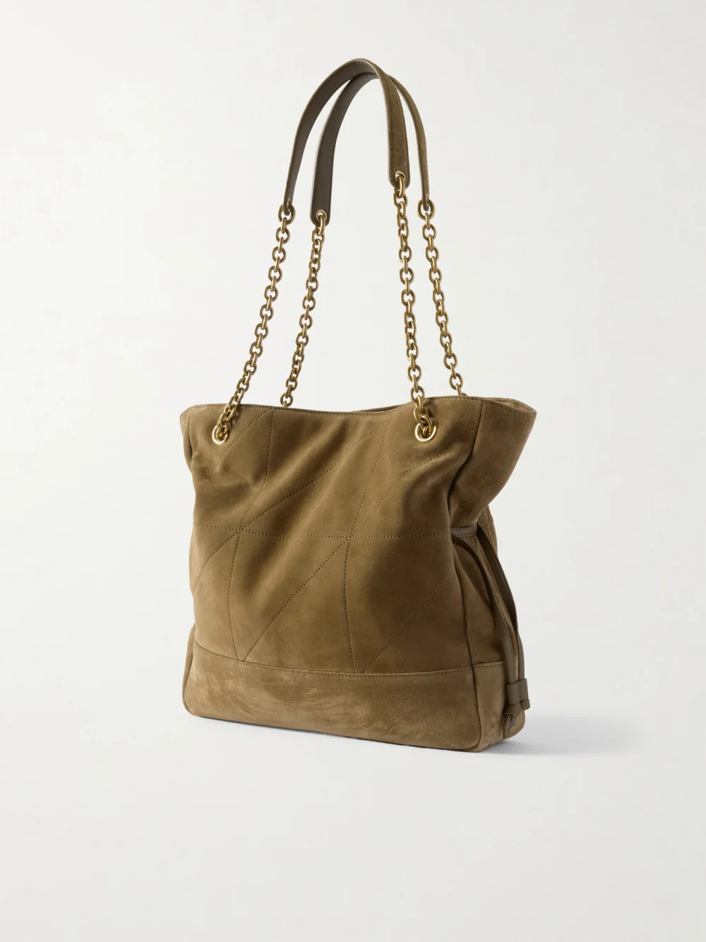Back view of the Saint Laurent Jamie Small Quilted Suede Shoulder Bag