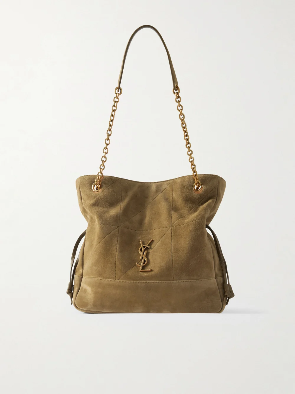 Saint Laurent Jamie Small Quilted Suede Shoulder Bag in brown