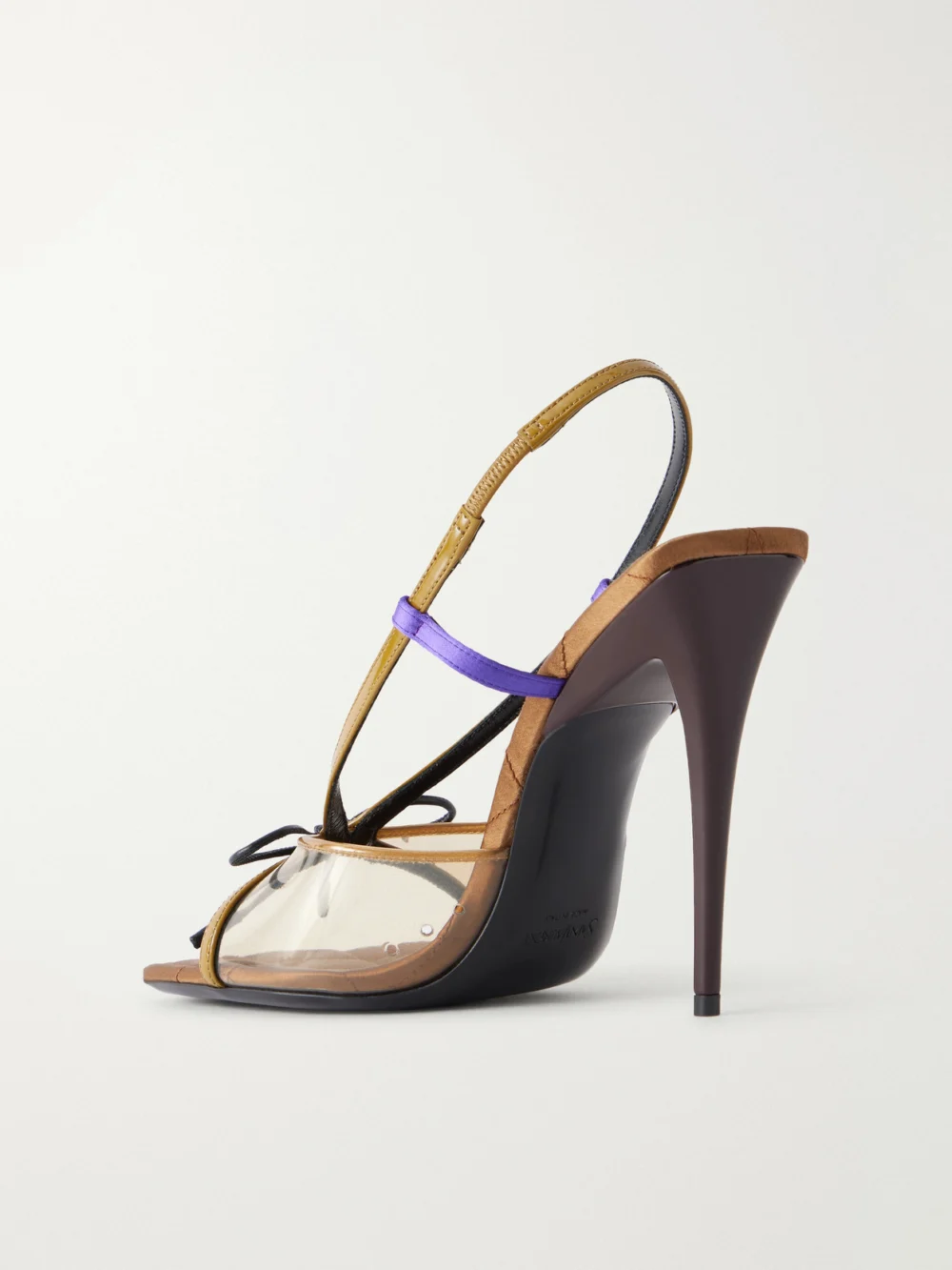 Back view of the Saint Laurent Jean 110 Leather and Satin-trimmed Tpu Sandals