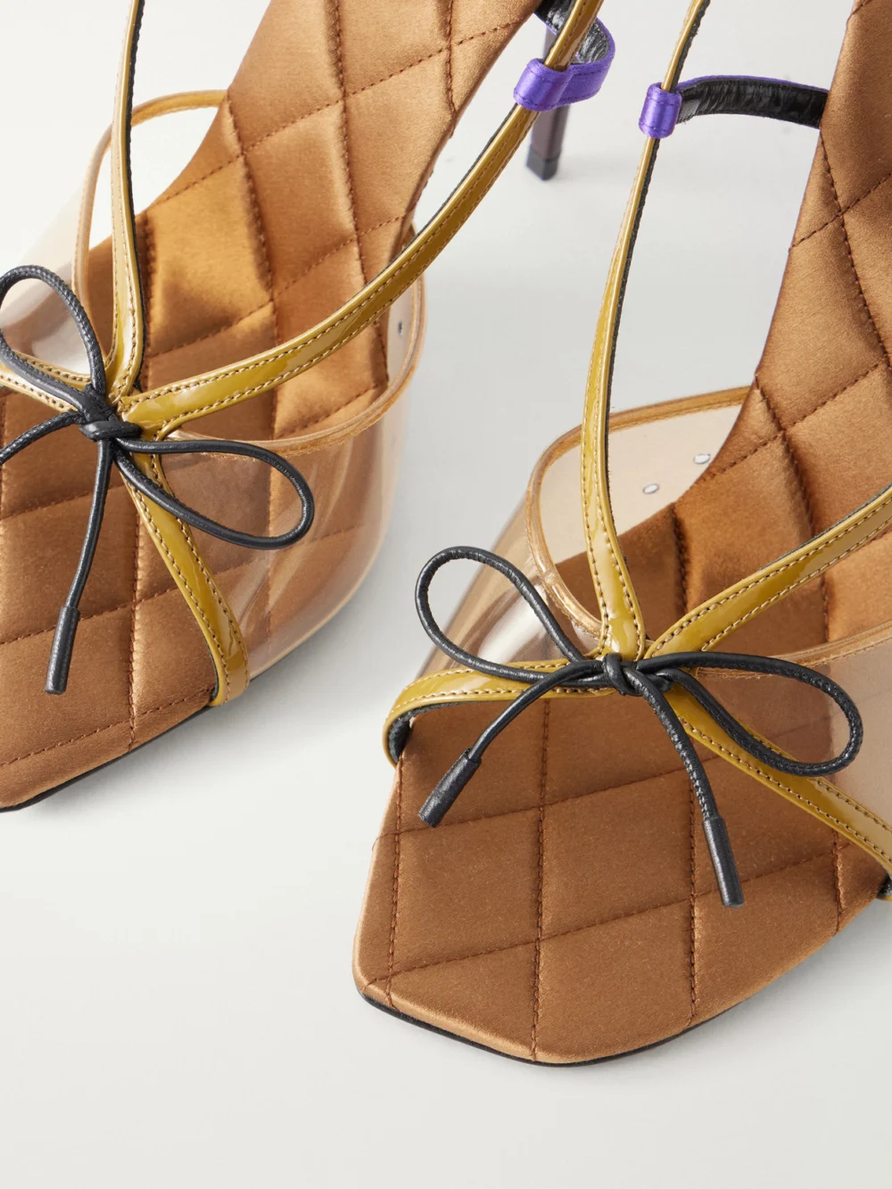 Close-up detail of the Saint Laurent Jean 110 Leather and Satin-trimmed Tpu Sandals
