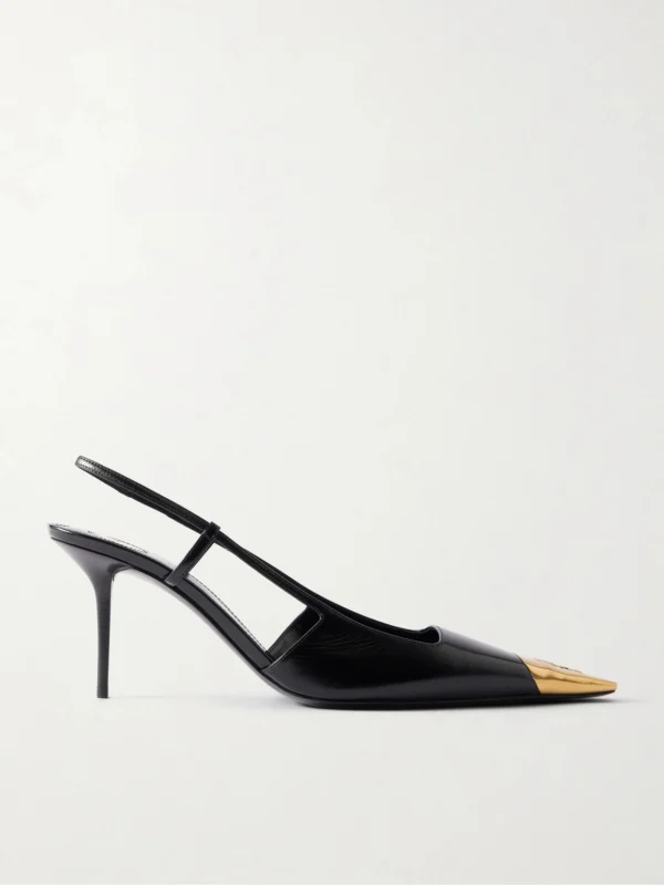 Saint Laurent Jeanne Cassandre-embellished Leather Slingback Pumps