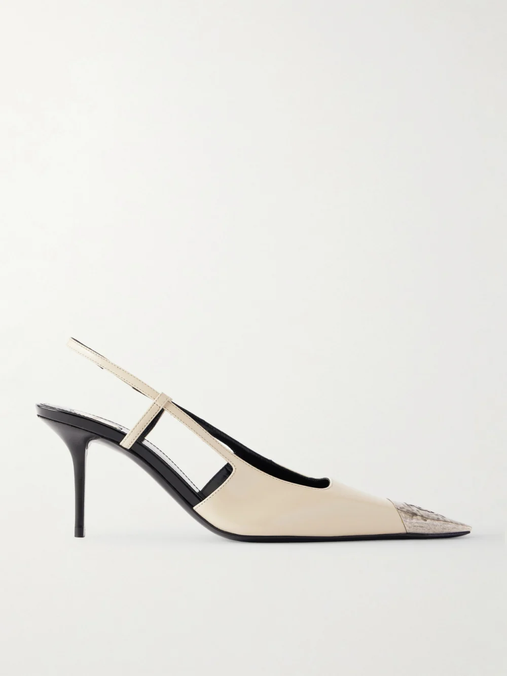 Saint Laurent Jeanne Cassandre-embossed Leather Slingback Pumps in beige