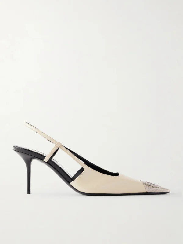 Saint Laurent Jeanne Cassandre-embossed Leather Slingback Pumps