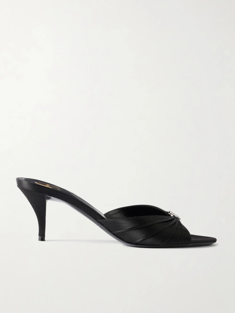 Saint Laurent Jerry 60 Embellished Satin Mules in black