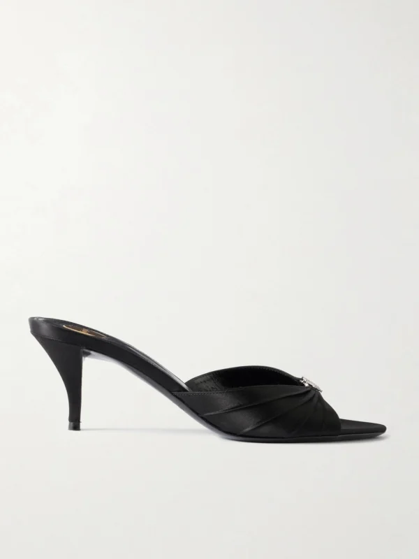 Saint Laurent Jerry 60 Embellished Satin Mules