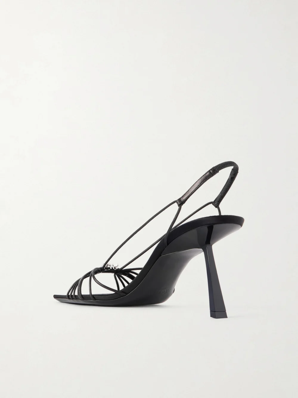 Back view of the Saint Laurent Jerry Logo-embellished Leather Slingback Sandals