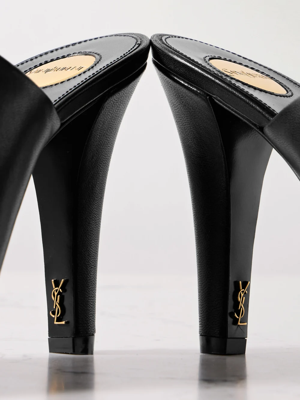 Close-up detail of the Saint Laurent Jill Leather Mules