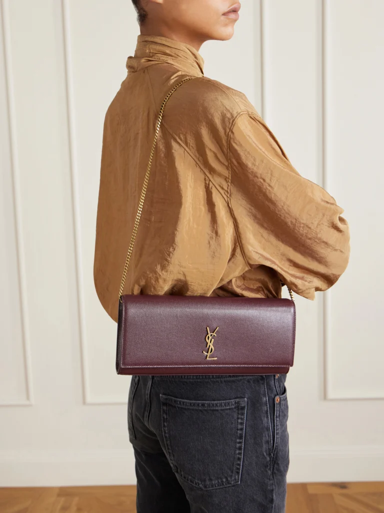 Saint Laurent Kate Embossed-leather Clutch