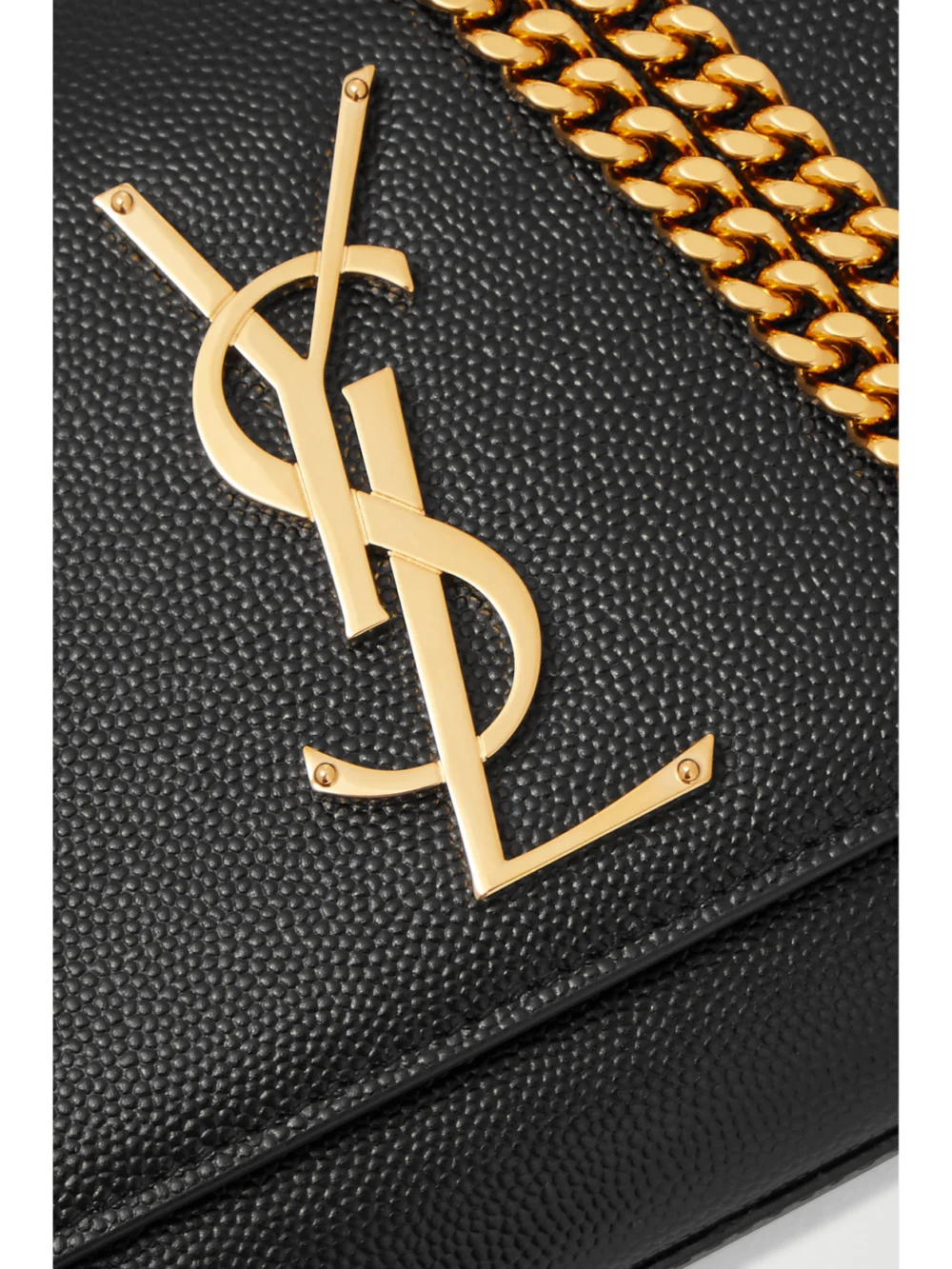 Close-up detail of the Saint Laurent Kate Small Embossed-leather Shoulder Bag