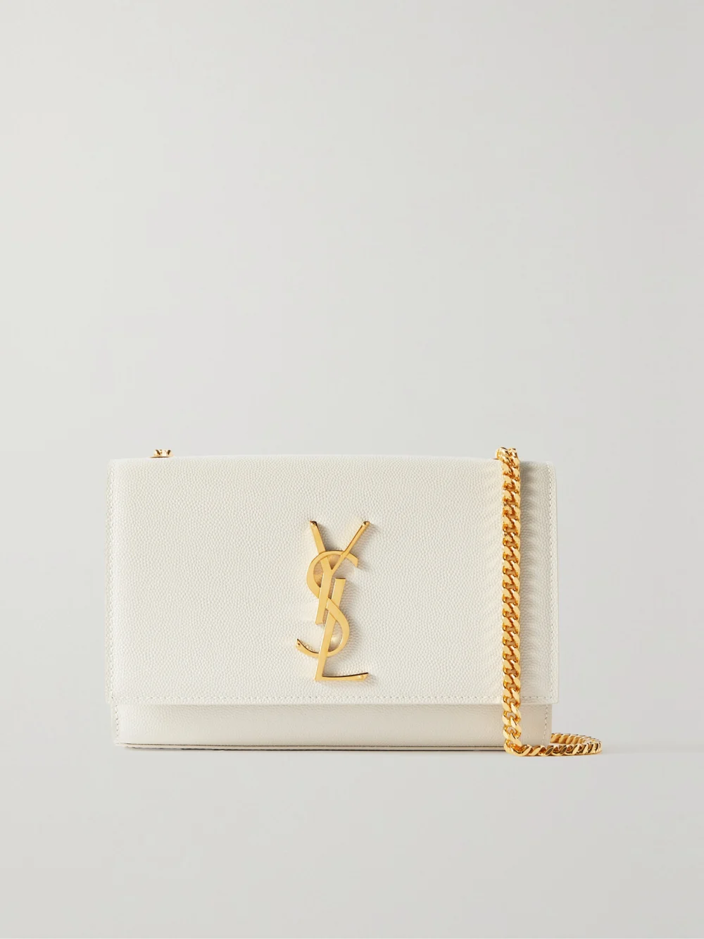 Saint Laurent Kate Small Embossed-leather Shoulder Bag in off-white